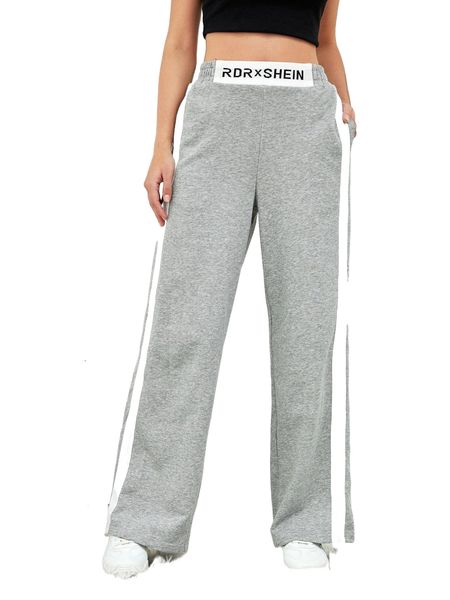 

x rue de rui letter patch detail contrast side seam sweatpants f23n#, Black;white