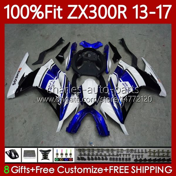 OEM Body для Kawasaki Ninja ex ZX 3R 300R ZX-3R ZX-300R 13-17 125NO.66 EX300R ZX300R ZX300 ZX3R 13 14 15 16 17 EX-300 2013 2014 2015 2016 2017 2017 впрыскное обтекательство синий белый BLK