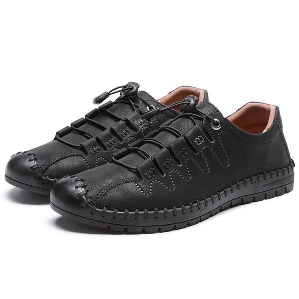 

split leather shoes men casual shoes handmade vintage loafers shoes men sneakers flats moccasins driving, Black