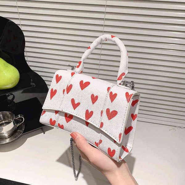 

sweet love heart print handbags for women pu leather cute lady shoulder crossbody bags female clutch mini girl purses 220514