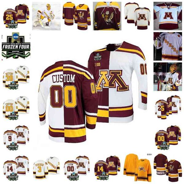 Xflsp 2022 College Frozen Four Championship Minnesota Golden Gophers Maglia da hockey personalizzata 23 Ryan Johnson 24 Jaxon Nelson 25 Jack Perbix 26 Carl Fish