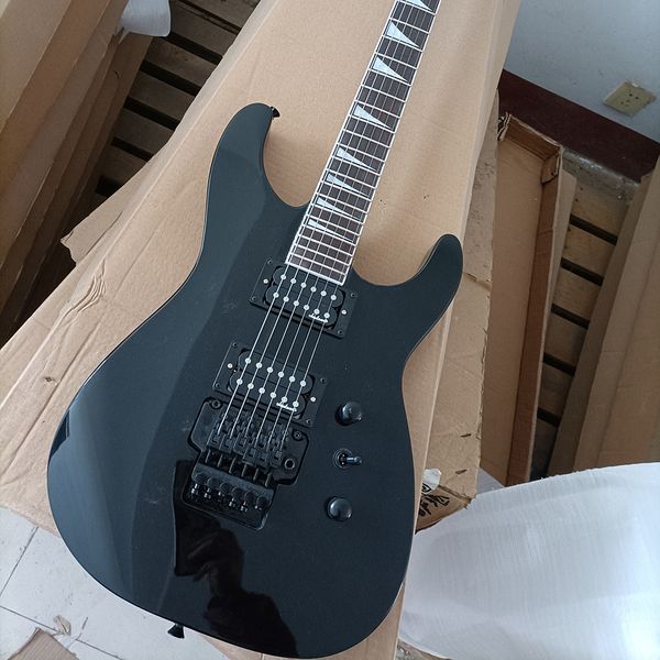 

6 strings black electric guitar with humbuckers pickups rosewood fretboard