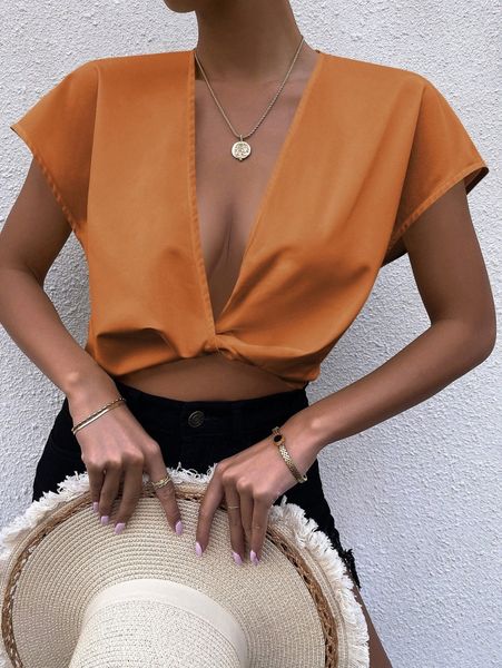 

plunging twist front solid l44d#, White