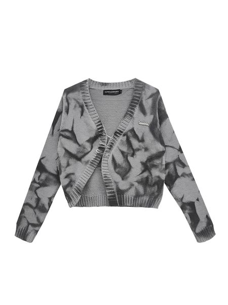 

sweater embroidery harajuku knitted pin cropped cardigan women autumn long sleeve turn v collar sweater, White;black