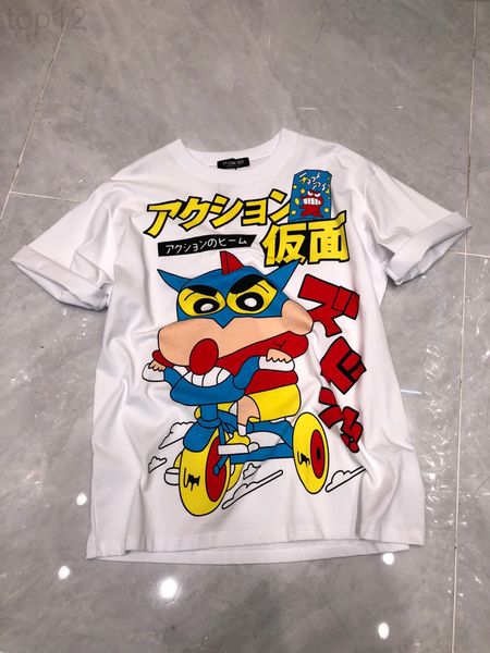 

women's t-shirt designer chaopai 22 early spring new cartoon funny pattern super aging good-looking casual loose round neck short sleev, White