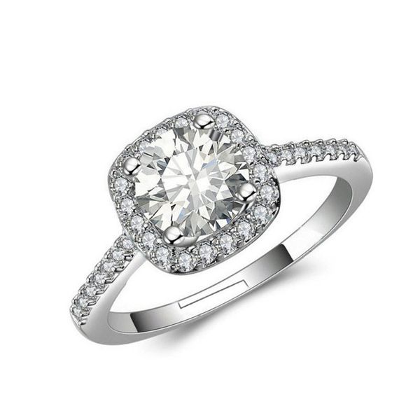 

fashion square big stone luxury designer band rings open ajustable crystal shining cz zircon 925 silver ol elegant love ring jewelry wholesa