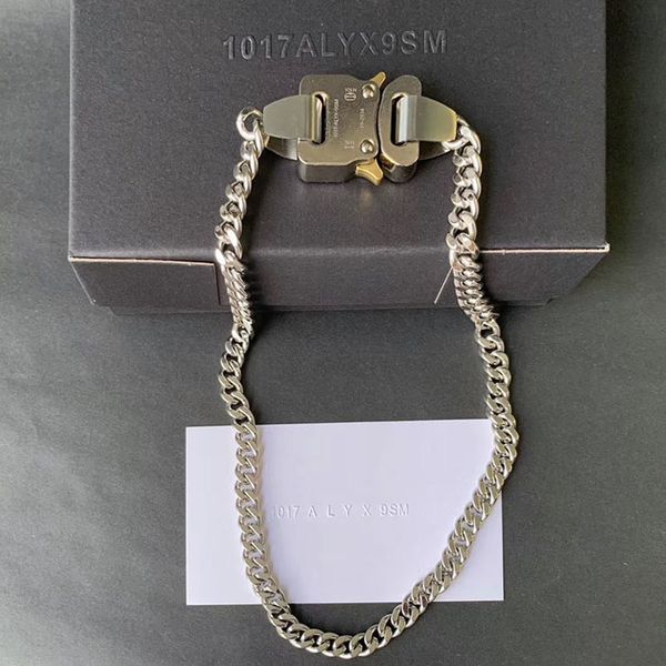 

alyx hero chain necklace men and women couples alyx metal buckle 9sm necklace hip hop alyx river link bracelets 220714648992, Silver