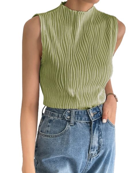 

dazy stand neck solid tank k6wg#, White