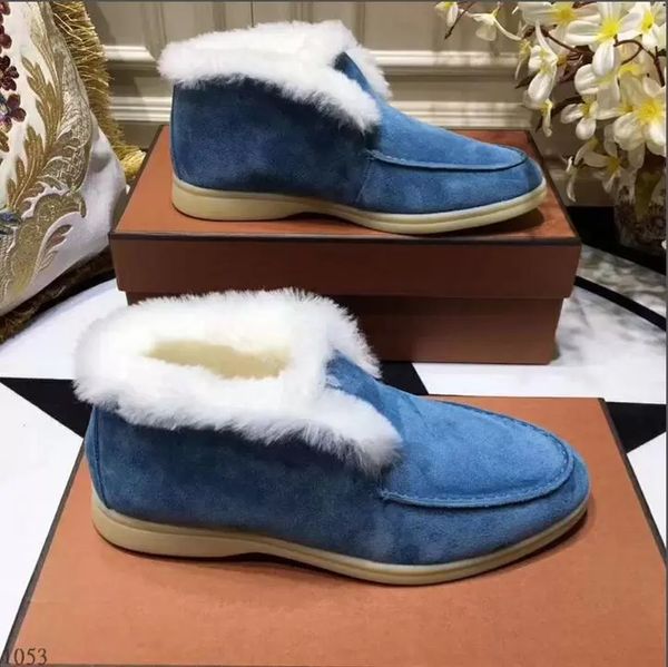 

mens quality women winter fur dress shoes casual sneakers suede leather loro designer open walk dresses boots 35-46, Black