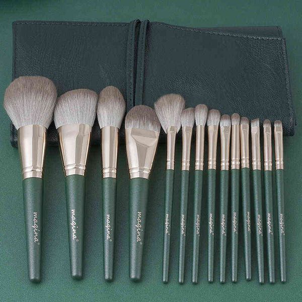 

nxy makeup brush green cloud 14 sets full set of eye shadow powder foundation blush nose tool 220629