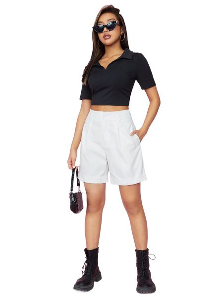 

wide leg shorts o0cm#, White;black