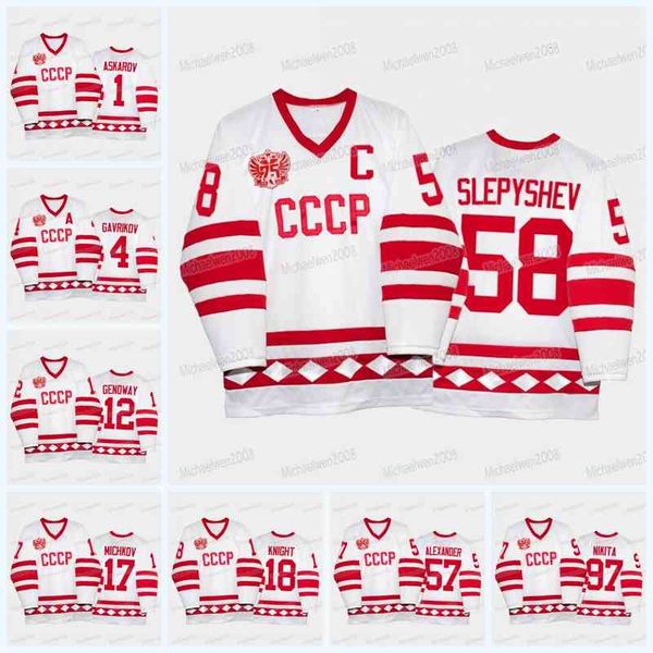 

team russian hockey cccp 75th anniversary jersey anton slepyshev gusev nikita anton burdasov eric o'dell matvei michkov vladislav gavri, Black