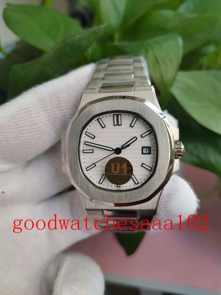 

u1 super quality watch mens 40mm white dial 5711/1a-011 sapphire mechanical transparent mechanical automatic watch men's wristwatches, Slivery;brown