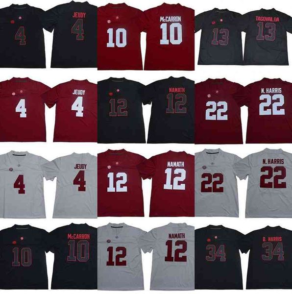 

13 tua tagovailoa alabama crimson tide jerry jeudy aj mccarron joe namath najee n. harris damien harris ncaa football college jerseys double, Black