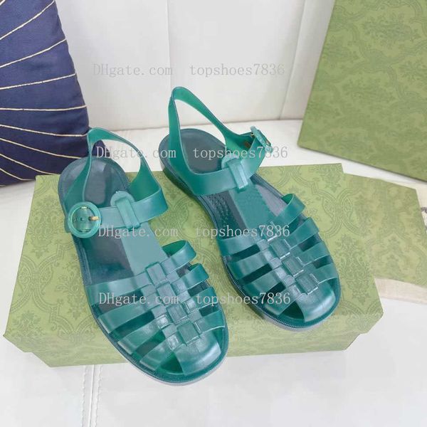 

men's and women's high-quality designer sandals fashion buckle hollow pvc transparent non slip slippers show party beach shoes del, Black