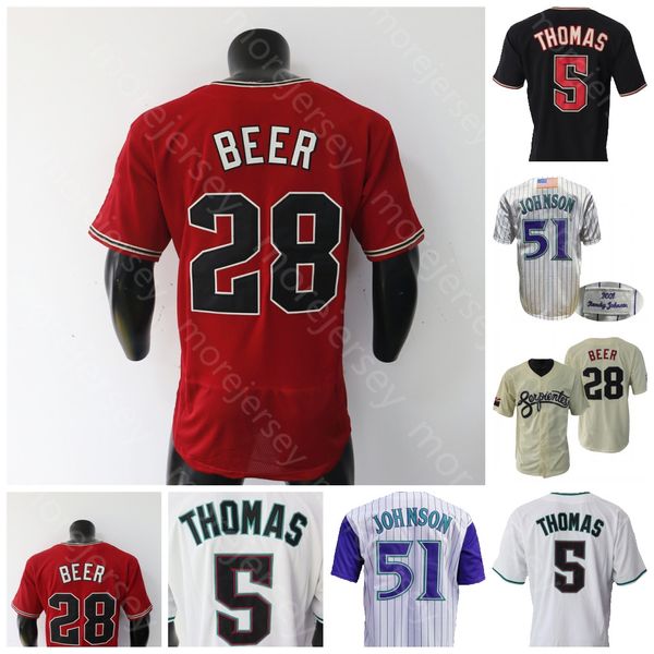 Alek Thomas Jersey Seth Beer Randy Johnson 2001 Fãs brancos da cidade branca Branca Red Black Player Cool Base Tamanho S-3xl