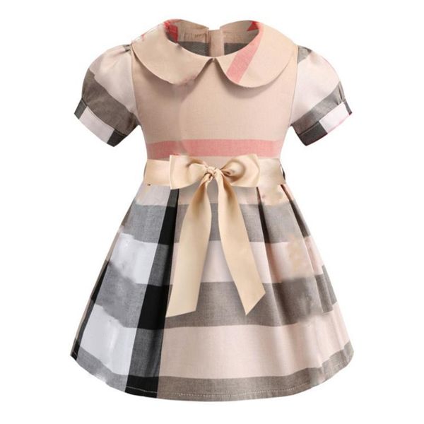 

2021 new summer children girls designer dresses kids boutique luxury brand designer whole clothes plaid princess dress girl287q, Red;yellow