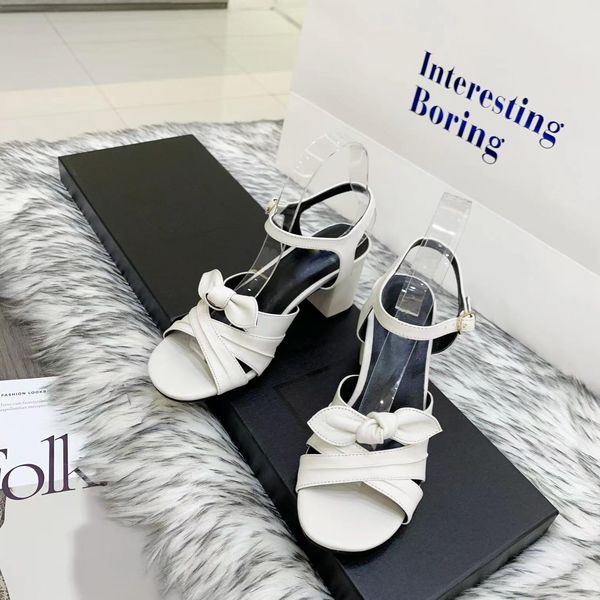 

chunky heel platform sandals designer 2022 black bow high heels summer ladies fashion runway all match dresses wedding party sandals 35-42