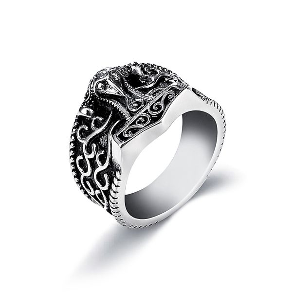 

fashion design viking men hammer ring jewelry antique silver plated stainless steel rings for male gift