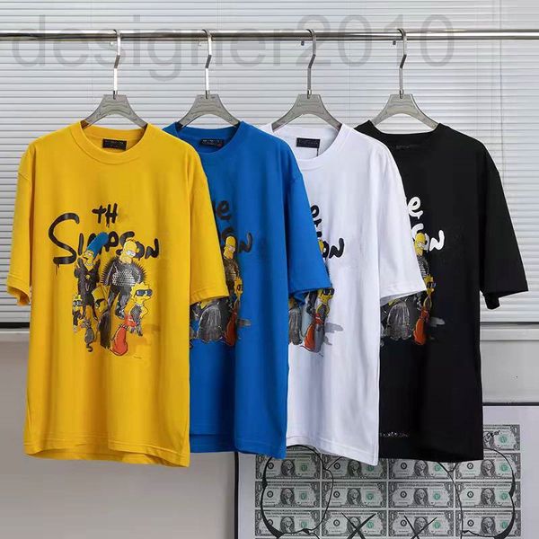 

men's t-shirts designer family b's 2022 new cartoon character simpson co branded short sleeve fashion trend loose men's and w, White;black