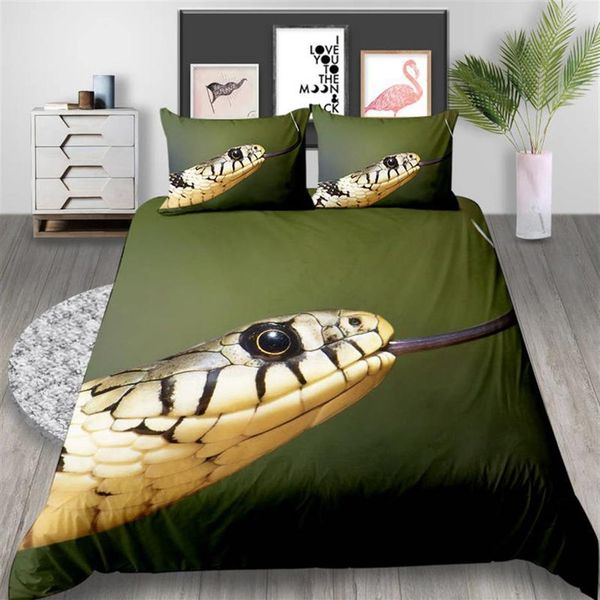 

snake printed bedding set king fashion frightening 3d duvet cover  creative home deco double single bed cover with pillowcase259f
