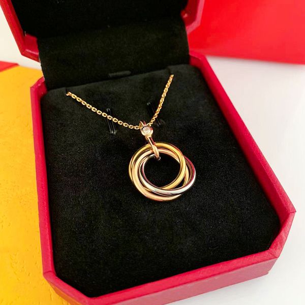 

gold chain designer necklace luxury women jewelry romantic bridal gifts for engagement wedding party mutually linked tricolor pendant neckla, Silver