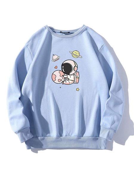 

astronaut print thermal lined sweatshirt w6wn#, Black