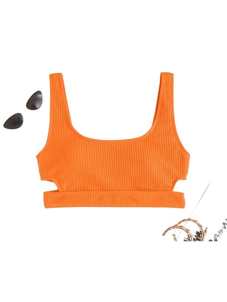 

plain cut-out bikini 5118#, White;black