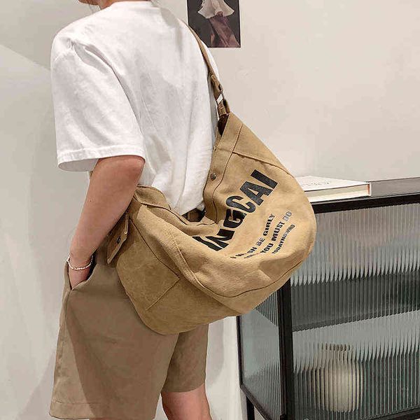 

casual letters canvas women shoulder bags designer wide strap crossbody bag hobos crossbody bag large tote shopper purses 220608