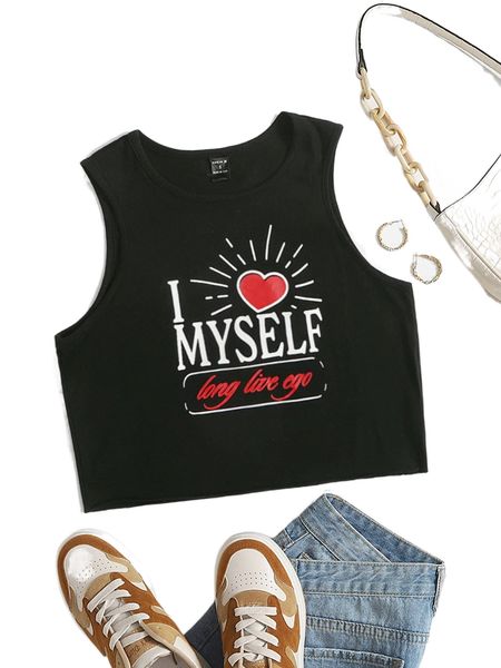 

x splusmart slogan graphic crop tank e7ls#, White