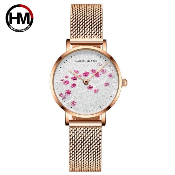 

japan quartz movement 10d red plum blossom genuine leather band female watch ladies wristwatches new design watches for women 201116, Slivery;brown