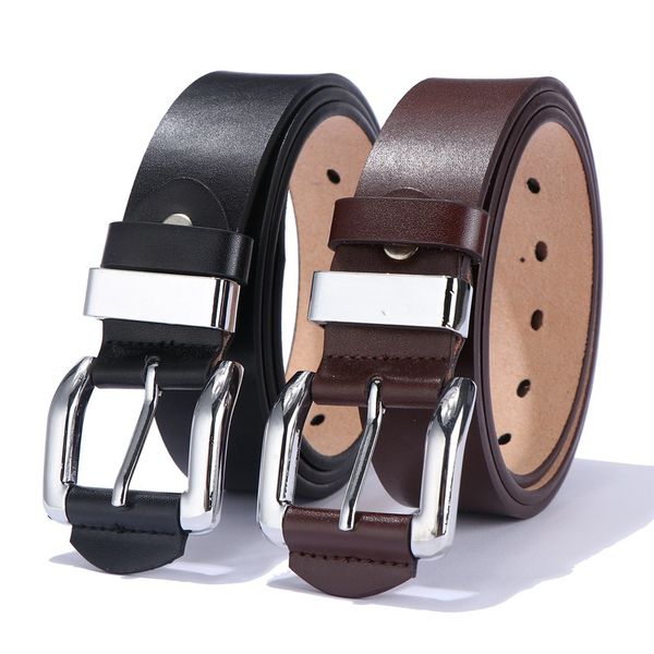 

needle buckle pure cowhine leather belt middle-aged youth korean casual versatile network red fashion retro, Black;brown