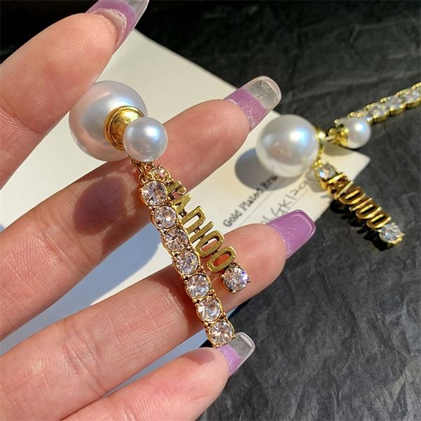 

80% off clearance female pearl letters fashion personalized earrings light luxury jewelry, Golden