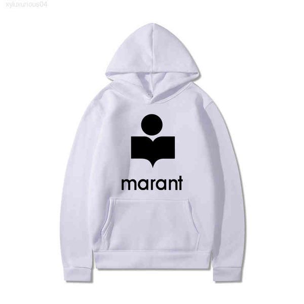 

autumn and winter men's women's marant fashion letter printed hat personalized leisure long sleeve sweater hoodie, Black