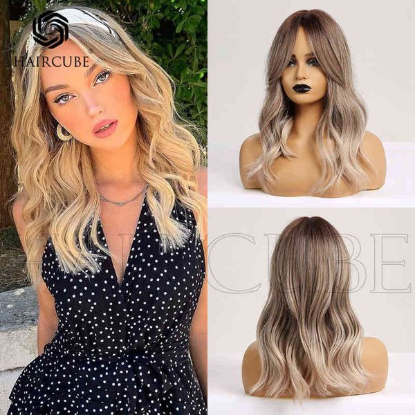 

women's medium dyed brown long curly wigs wig cover high temperature silk material for daily use 220527, Black