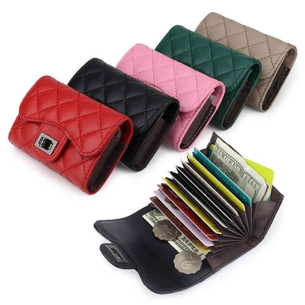 

wallets handbags sheepskin organ card bag ling grid pattern women's zero wallet multi slot certificate fashion cover, Red;black