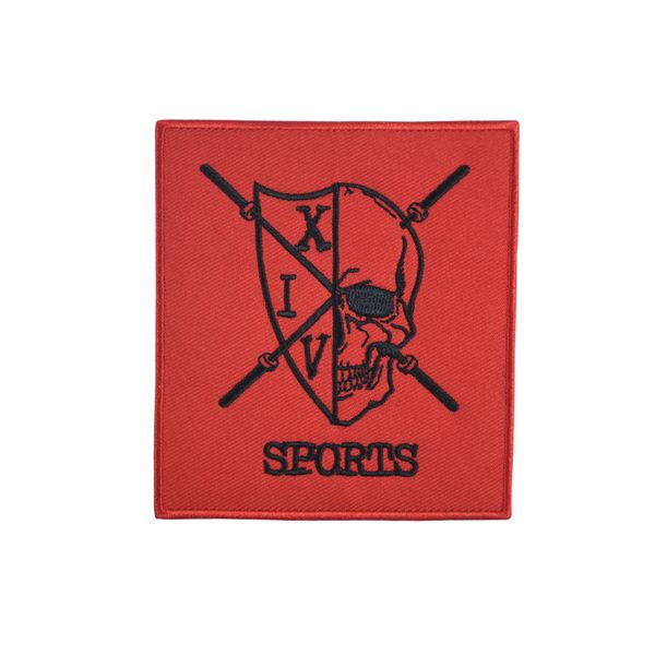 Scuci di cucitura Scudo con ferro da ricamo a teschio su patch rossa in stile punk per camicie di abbigliamento giacche patch