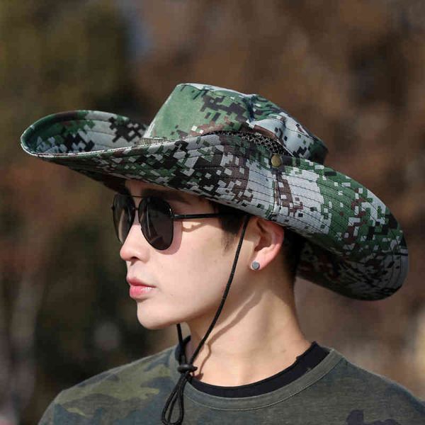 

hats outdoor leisure sunshade large eaves sunscreen fishing spring and autumn men's camouflage fisherman, Blue;gray