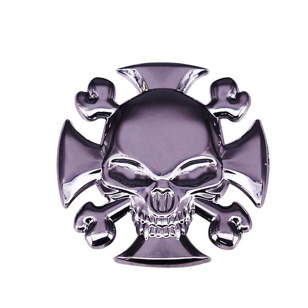 

steampunk iron cross skull enamel pin totenkopf shield brooch metal badge rocker biker jewelry, Blue