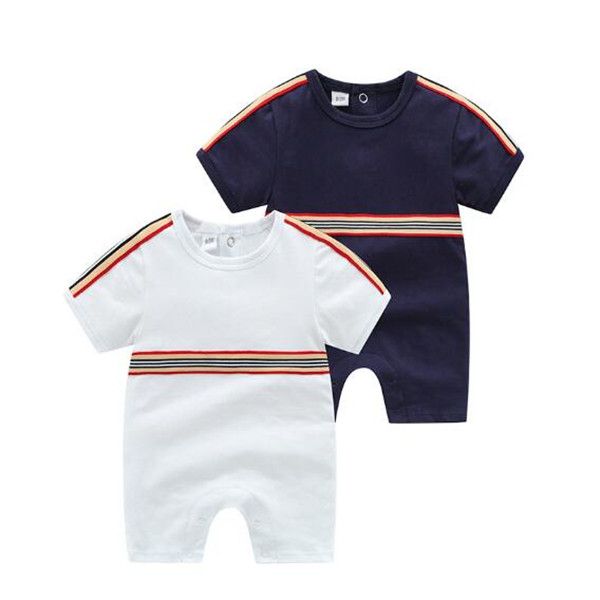 Roupa Baby Marca Roupas Verão Manga Curta Macacão Macacões de Algodão Jumpsuits de Algodão Infantil O-Collar Onesies Recém-nascido Uma peça 0-24months