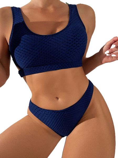 

solid cut-out bikini swimsuit x5na#, White;black