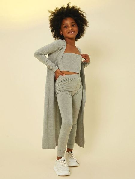 

girls open front coat & tube & leggings she, White