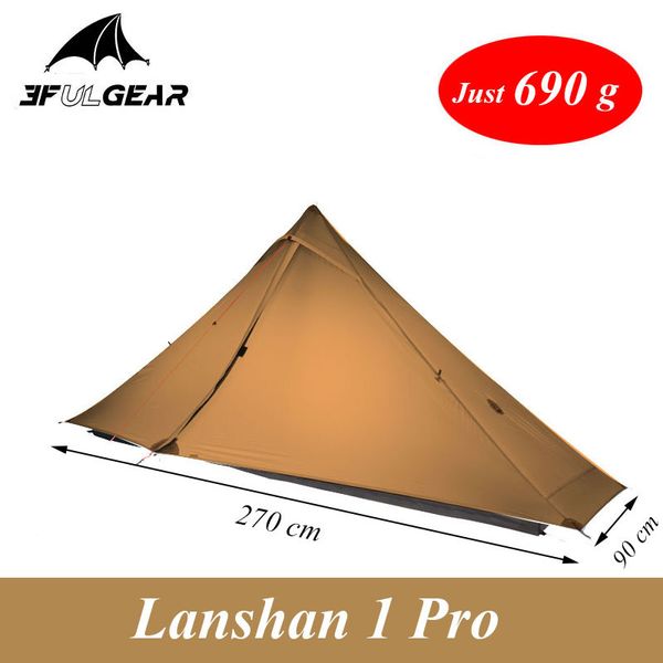 

version 3f lanshan 1 pro no see um 3 4 season 230 80 125cm 2 side 20d silnylon one person light weight camping tent 220520