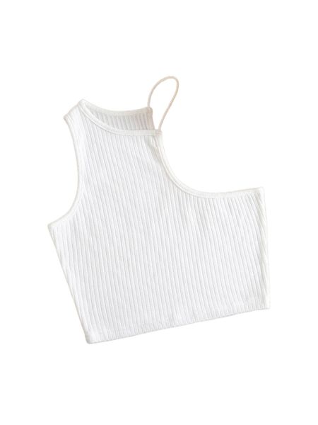 

solid asymmetrical neck tank z6ru#, White