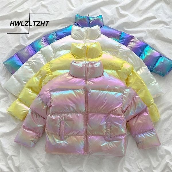 

cotton women's glossy winter jacket warm down parkas golssy jacket for women varnished jacket women waterproof coat 200928, Black