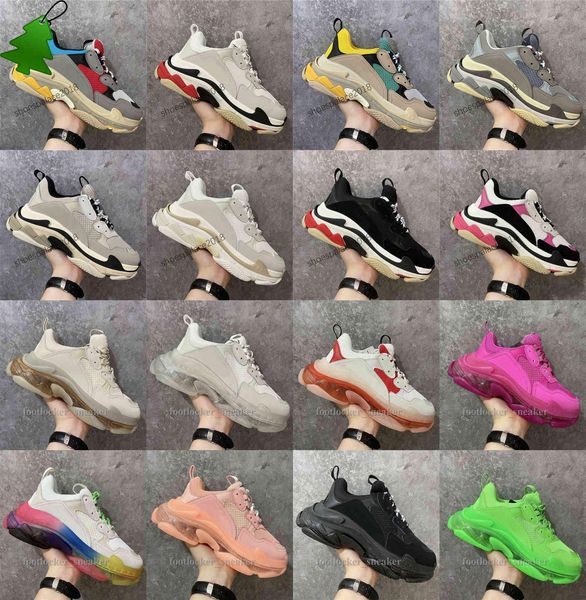 

paris casual shoes triple s clear sole trainers dad shoe sneaker black silver crystal bottom mens womens superior quality chaussures