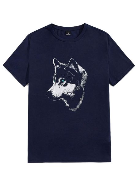 

men wolf print tee w6s2#, White;black