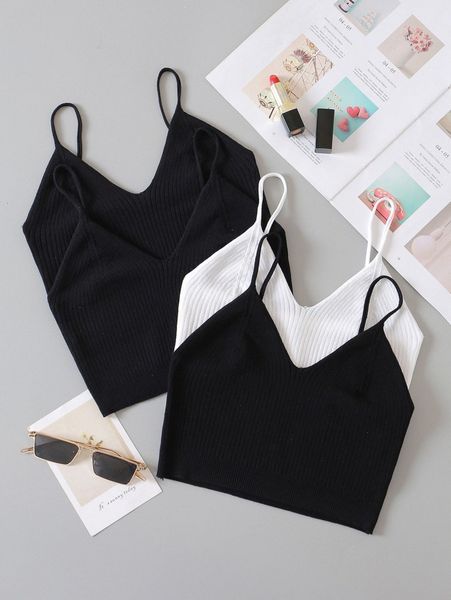 

4pcs solid crop knit z6kl#, White;black