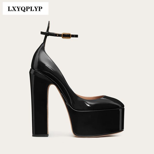 

brand women s shoes super high heel party fashion thick sole leather bridal wedding women summer 220721, Black