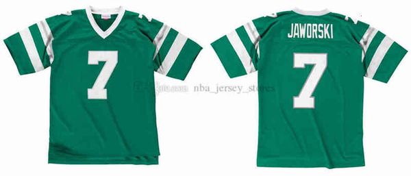 

stitched football jersey 7 ron jaworski 1980 mitchell & ness retro rugby jerseys men women youth s-6xl, Black